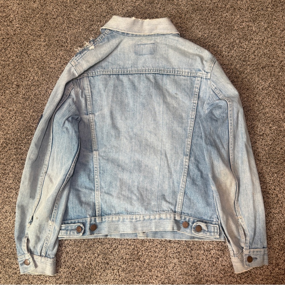 Vintage 70s-80s Levi’s Trucker Denim Jacket Made in USA Navy Patch London Badge - Picture 7 of 11